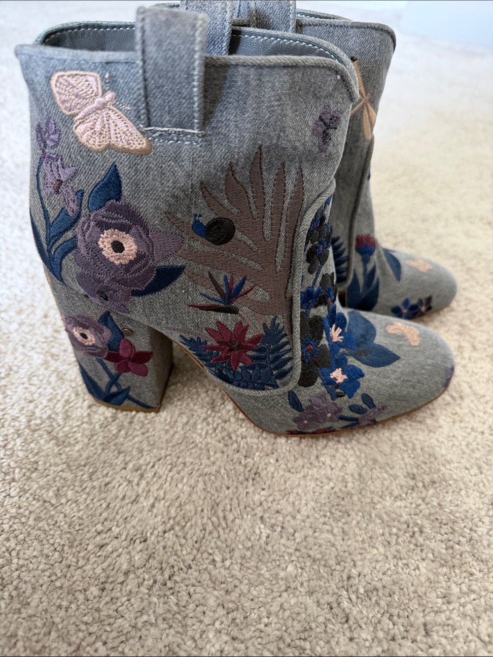 Laurence Dacade Gray Embroidered Floral Ankle Boots - Picture 6 of 6